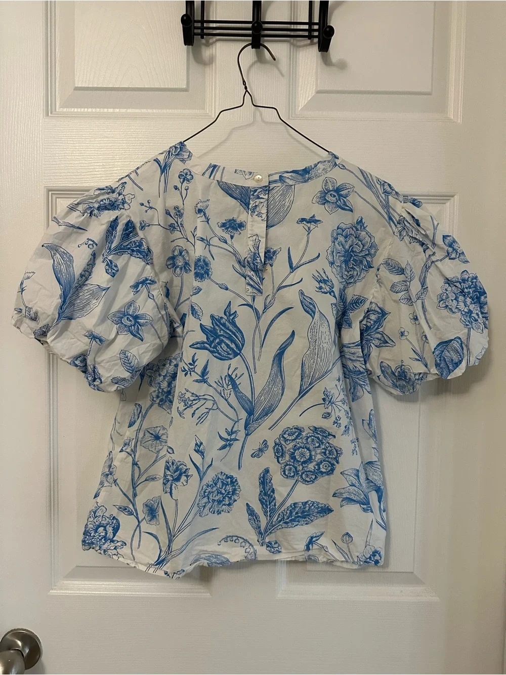 Olivia James | Blue Floral Puff-Sleeve Women’s Top - Picture 7 of 7